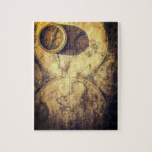 Antiek Nautical Map en Compass Legpuzzel (Verticaal)