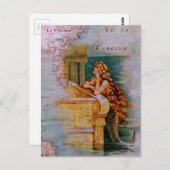 Antiek Nautical Map & Mermaid Briefkaart (Voorkant / Achterkant)