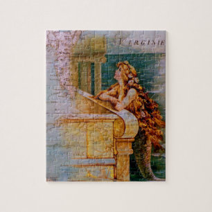 Antiek Nautical Map & Mermaid Legpuzzel