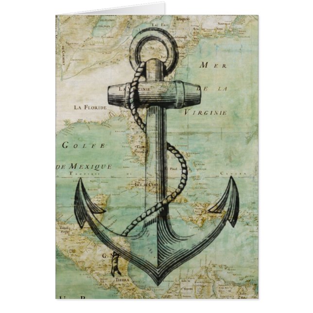 Antiek Nautical Map met Anchor (Voorkant)