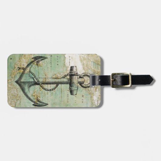 Antiek Nautical Map met Anchor Bagagelabel (Voorkant horizontaal)