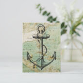 Antiek Nautical Map met Anchor Briefkaart (Staand voorkant)