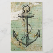 Antiek Nautical Map met Anchor Briefpapier (Voorkant)