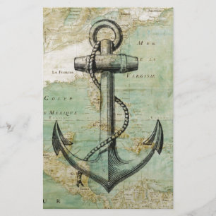 Antiek Nautical Map met Anchor Briefpapier
