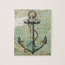 Antiek Nautical Map met Anchor Legpuzzel