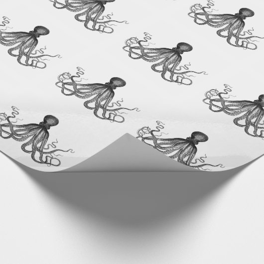Antiek Nautical Steampunk Octopus  Kraken Cadeaupapier (Hoek)