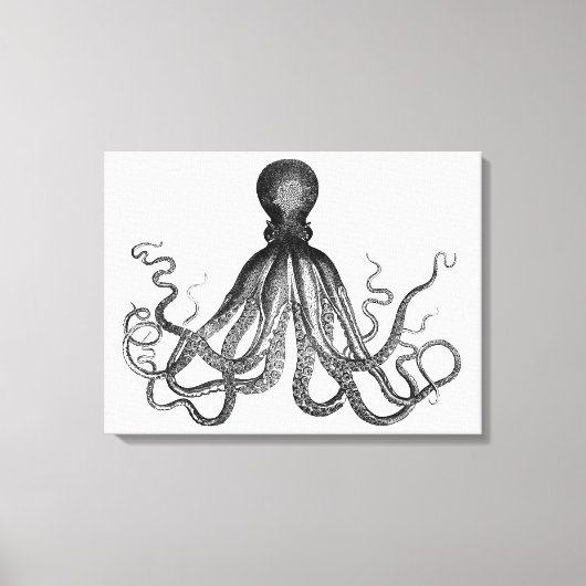 Antiek Nautical Steampunk Octopus Kraken Canvas Afdruk (Voorkant)