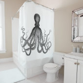 Antiek Nautical Steampunk Octopus  Kraken Douchegordijn (In situ)