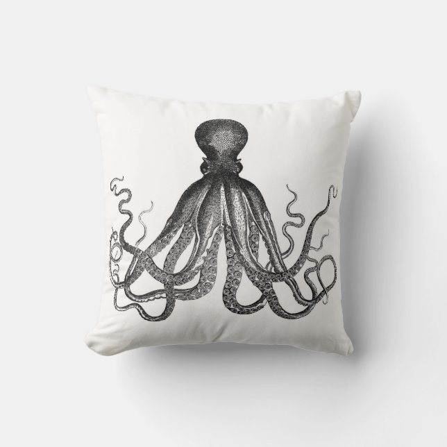 Antiek Nautical Steampunk Octopus  Kraken Kussen (Voorkant)