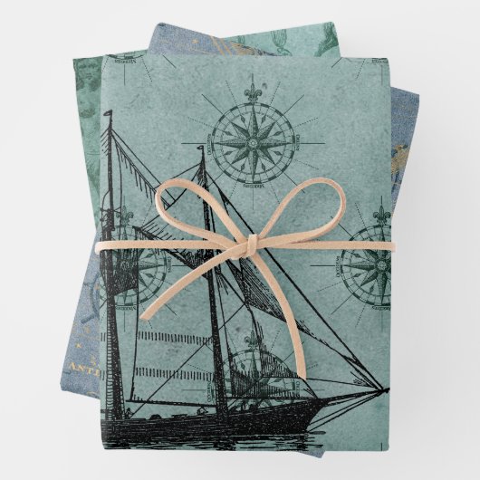 Antiek  Nautisch Inpakpapier Vel (In situ)