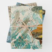 Antiek  Nautisch Inpakpapier Vel (In situ)