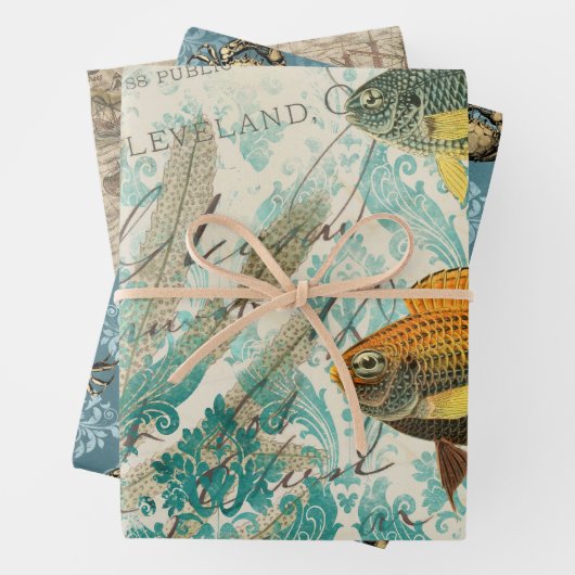 Antiek Nautisch Inpakpapier Vel (In situ)