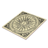 Antiek nautisch kompas en windenprint tegeltje (Zijkant)