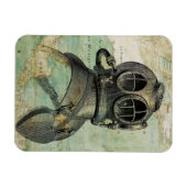 Antiek nautische kaart met duikhelmmagneet magneet (Horizontaal)