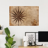 Antiek nautische kompaskaart poster (Thuiskantoor)