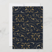 Antiek Navy Gold bloeien Quinceanera Uitnodiging (Achterkant)