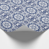  Antiek Nederlands Delft Blue Floral Pattern Cadeaupapier (Hoek)