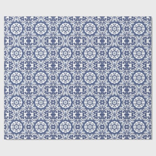  Antiek Nederlands Delft Blue Floral Pattern Cadeaupapier (Vlak)