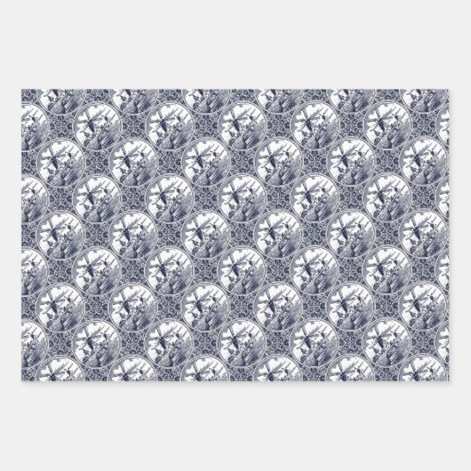  Antiek Nederlandse Delft Blue Windmill Inpakpapier Vel (Voorkant)