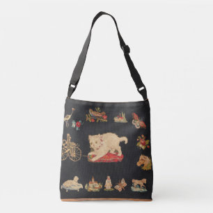 Antiek Needlepoint Kitty Cat Crossbody Tas