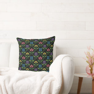 Antiek Needlepoint-Look Flowers Sierkussen
