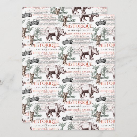 Antiek neushoorn Rhino Abrecht Durer stijl Kaart (Voorkant / Achterkant)