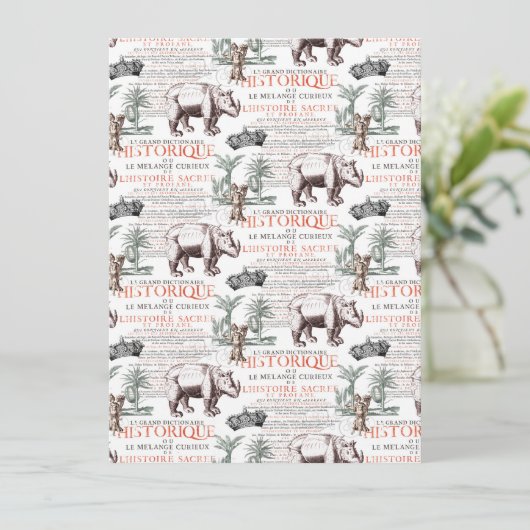 Antiek neushoorn Rhino Abrecht Durer stijl Kaart (Staand voorkant)