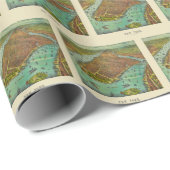 Antiek New York City Bird's Eye Uitzicht Map Cadeaupapier (Rol Hoek)