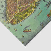 Antiek New York City Bird's Eye Uitzicht Map Tissuepapier (Detail)