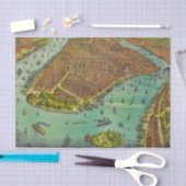 Antiek New York City Bird's Eye Uitzicht Map Tissuepapier (Craft)