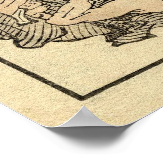 Antiek Ninja & Samurai Manga door Katsushika Hokus Poster (Hoek)