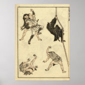 Antiek Ninja & Samurai Manga door Katsushika Hokus Poster (Voorkant)