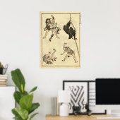 Antiek Ninja & Samurai Manga door Katsushika Hokus Poster (Thuiskantoor)