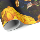 Antiek Nostalgisch Paars Geel Bloempatroon Cadeaupapier (Rol Hoek)