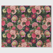 Antiek Nostalgisch Redouté Peonies Patroon zwart Cadeaupapier (Vlak)