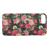 Antiek Nostalgisch Redouté Peonies Patroon zwart Case-Mate iPhone Case (Achterkant (Horizontaal))