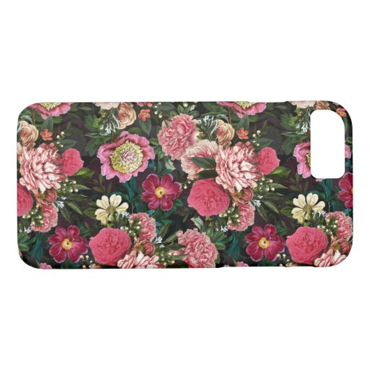 Antiek Nostalgisch Redouté Peonies Patroon zwart Case-Mate iPhone Case (Achterkant (Horizontaal))
