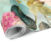 Antiek nostalgisch Redouté Rozen Patroonmunt Cadeaupapier (Rol Hoek)