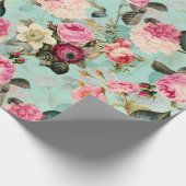 Antiek nostalgisch Redouté Rozen Patroonmunt Cadeaupapier (Hoek)