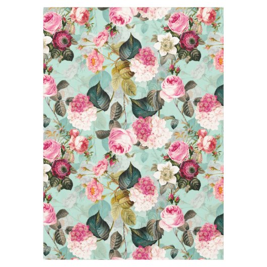 Antiek nostalgisch Redouté Rozen Patroonmunt Tafelkleed (Voorkant)