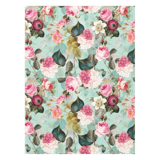 Antiek nostalgisch Redouté Rozen Patroonmunt Tafelkleed (Voorkant)