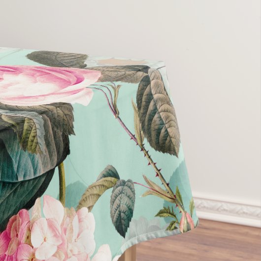 Antiek nostalgisch Redouté Rozen Patroonmunt Tafelkleed (Voorbeeld)