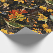 Antiek Nostalgische Redouté Flowers en Birds black Cadeaupapier (Hoek)