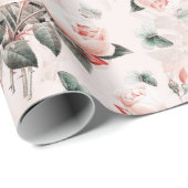 Antiek Nostalgische Redouté-Rozen Bloemkokers Cadeaupapier (Rol Hoek)