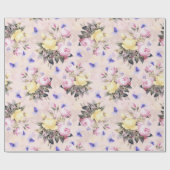 Antiek Nostalgische Redouté-Rozen Bloemkokers Cadeaupapier (Vlak)