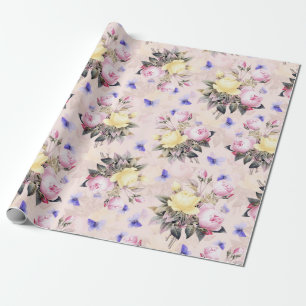 Antiek Nostalgische Redouté-Rozen Bloemkokers Cadeaupapier