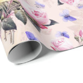 Antiek Nostalgische Redouté-Rozen Bloemkokers Cadeaupapier (Rol Hoek)