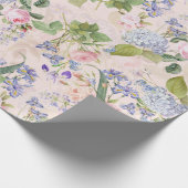 Antiek Nostalgische Redouté Rozen boeketten op roz Cadeaupapier (Hoek)