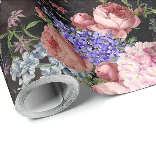 Antiek Nostalgische Redouté-Rozen en Lilacs Cadeaupapier (Rol Hoek)