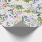 Antiek Nostalgische Redouté Rozen Patroon wit Cadeaupapier (Hoek)